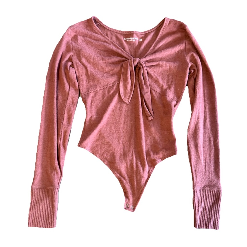Abercrombie & Fitch Soft A&F Cozy Pink Long Sleeve Bodysuit Womens Size XS